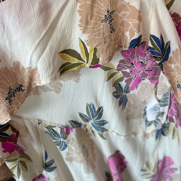 Billabong Kick it Up Floral Print Woman’s Maxi Dress,Cream-Pink-Olive green-Med - Picture 4 of 7